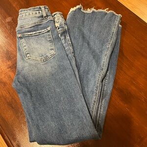 Women's Light Blue Distressed Hem Jeans